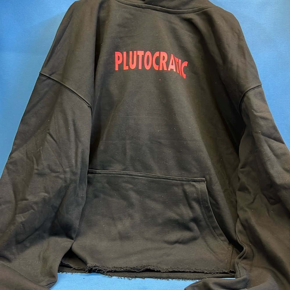 Lack Of Money hoodie from PLUTOCRATIC fringe cut